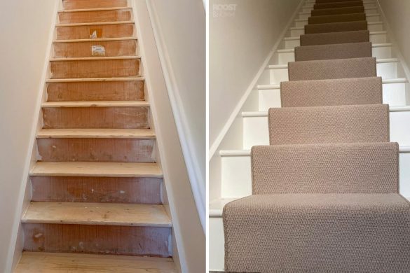 Stair runner before and after
