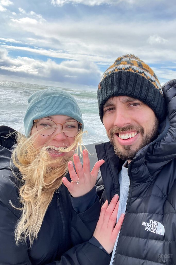 Getting engaged on Diamond Beach in Iceland