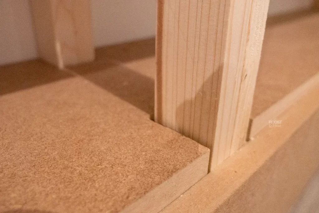 Cut out notches for alcove shelves