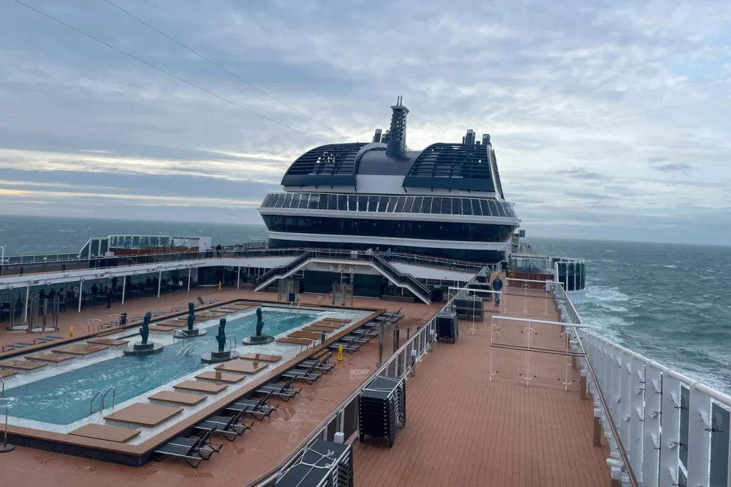 MSC Euribia outdoor pool during a Christmas cruise in December