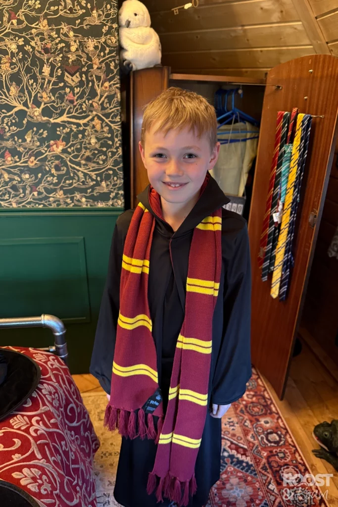 Gryffindor fancy dress at The Wizards Cauldron Airbnb