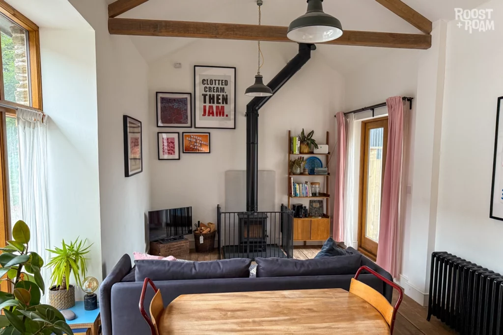 living area Stoke Rivers Lower Birch Farmhouse North Devon Airbnb