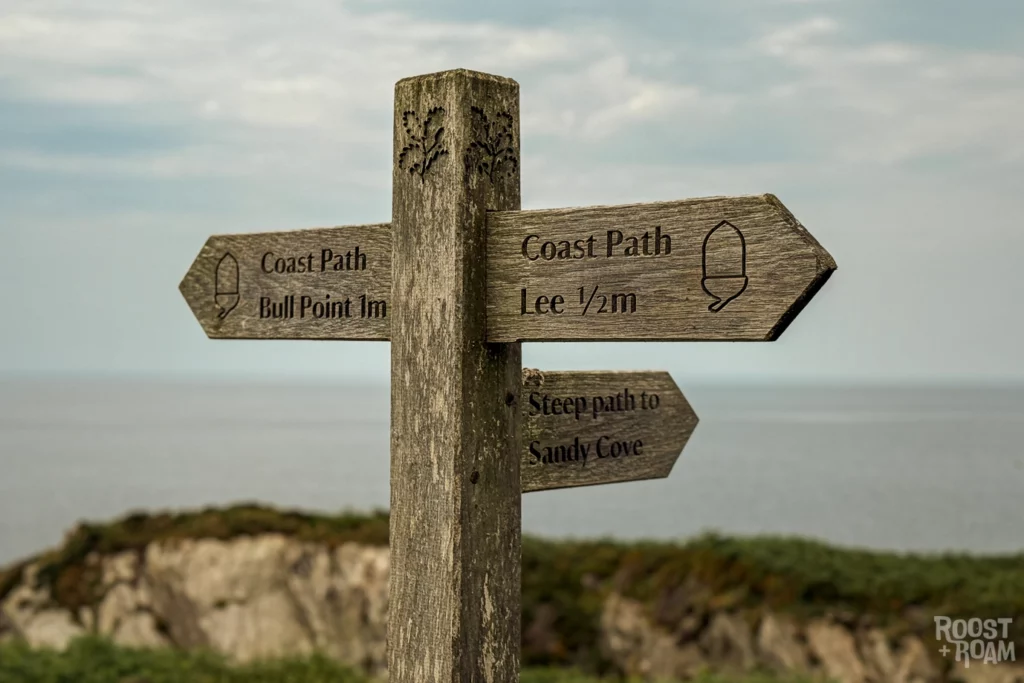 Mortehoe Lee Bay sign