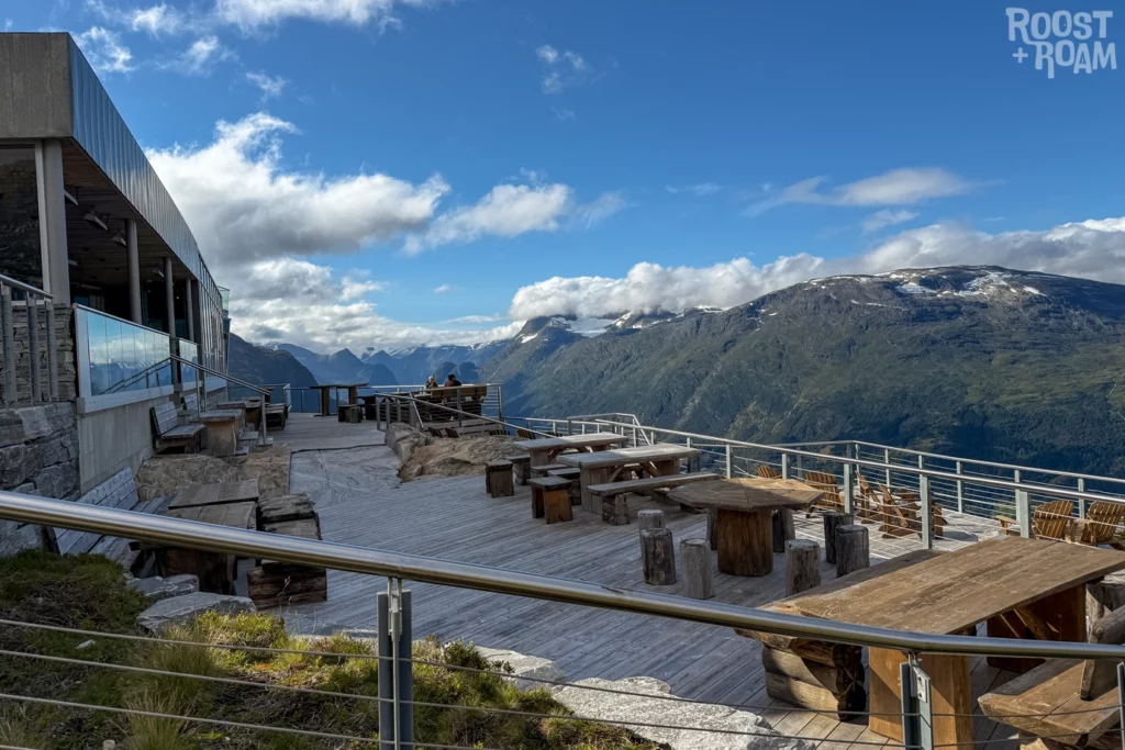 Loen Skylift outside cafe/restaurant area