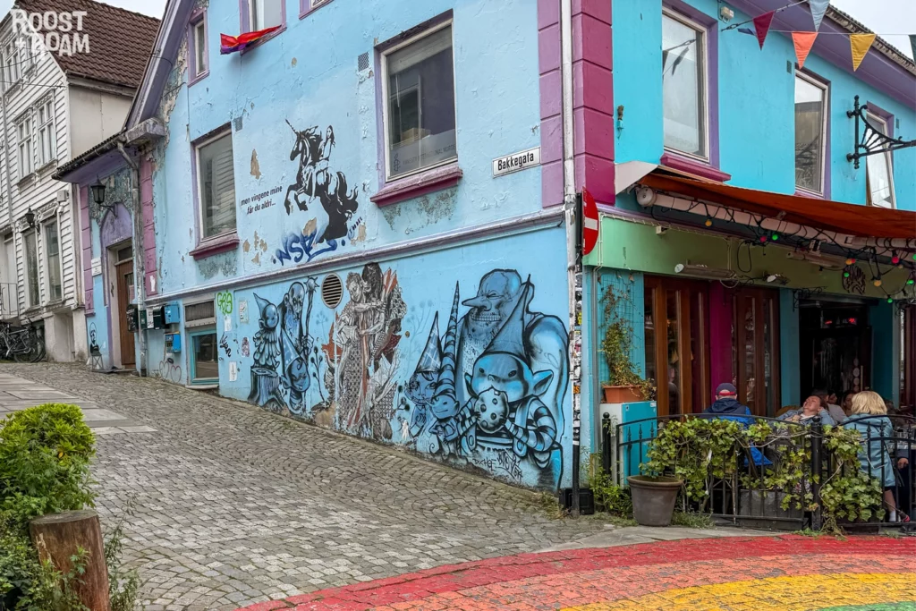 Colourful street in Stavanger Norway